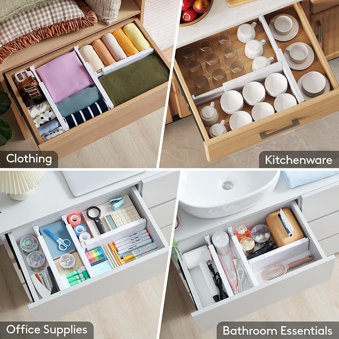 Lifewit 20 Pack Drawer Dividers 4" High, 11-17" Adjustable Dresser Drawer - Image 8