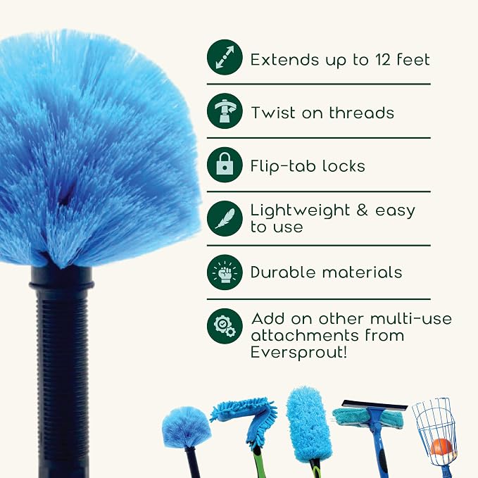 EVERSPROUT Twist-On Cobweb Duster | Indoor & Outdoor use Brush Attachment | - Image 2