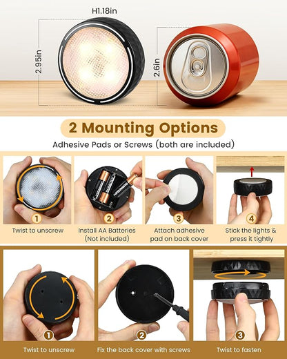 Puck Lights with Remote, Battery Operated LED Under Cabinet Lighting with Timer - Image 4