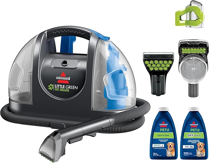 BISSELL Little Green Pet Deluxe Portable Carpet Cleaner and Car/Auto Detailer, 3353, Gray/Blue