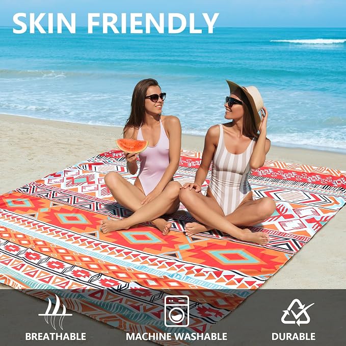 HIHOHO Beach Blanket Waterproof Sandproof Extra Large Beach Mat 79" X - Image 4