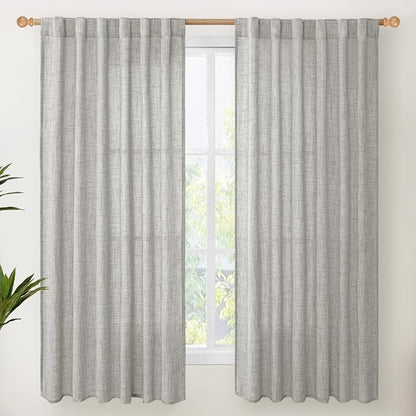 YoungsTex Dark Grey Linen Curtains 63 Inch Length 2 Panels by YoungsTex