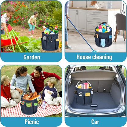 Qivine 17L Cleaning Caddy with Handle, Cleaning Supply Caddy Foldable Tool Bag - Image 6
