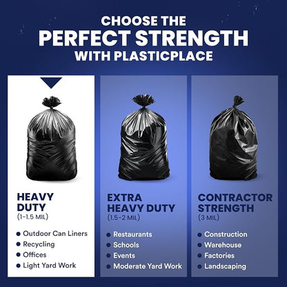 Plasticplace 55-60 Gallon Trash Bags │ 1.0 Mil │ Black Heavy Duty Garbage Can - Image 6