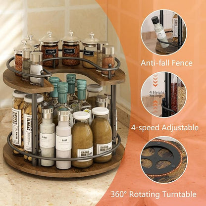 2 Tier Lazy Susan Organizer, 2-Tier Spinning Spice Rack - Image 5