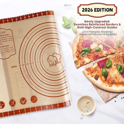 2 Pack Non Stick 26''x16'' Extra Large Thick Silicone Pastry Mat and 16''x11'' - Image 2