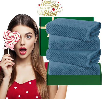 VOOVA & MOVAS Hand Towels for Bathroom Set of 4, Large 18" x 28", 100% Cotton | - Image 6