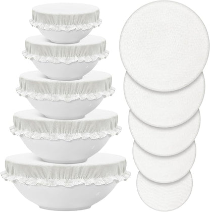 Patelai 10 Pcs Bowl Covers Reusable in 5 Size Stretch Cloth Fabric Elastic Food by Patelai