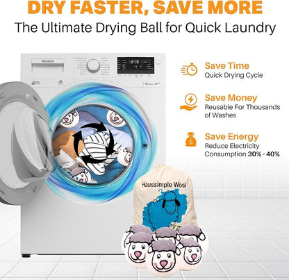 Wool Dryer Balls Organic Felt 6 Pack Laundry Fabric Softener, Extra Large - Image 5