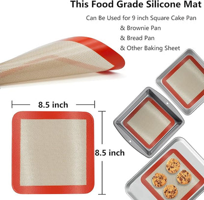 Square Silicone Baking Mats for 9 Inch Cake Pan, 8.5" Food Grade Non-stick - Image 2