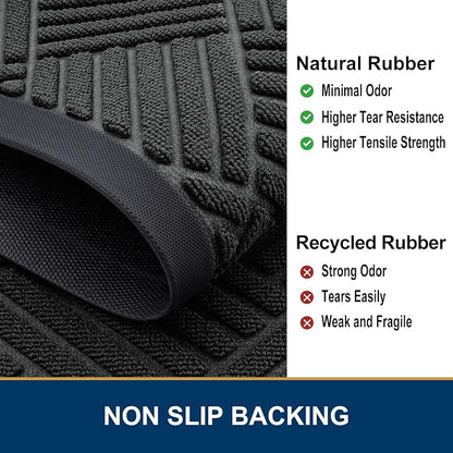 Smiry Front Door Mat Outside Entrance, Heavy Duty Outdoor Indoor Natural Rubber - Image 5
