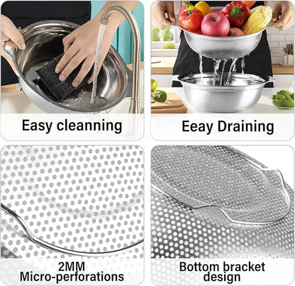 Stainless Steel Colander, 4.5QT Large Capacity - Image 4