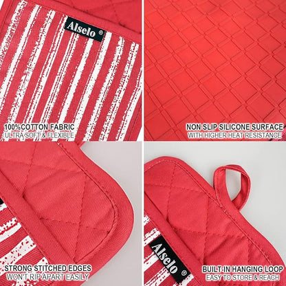 Alselo Silicone Pot Holders Set of 3 Heat Resistant & Non Slip Potholders - Image 3
