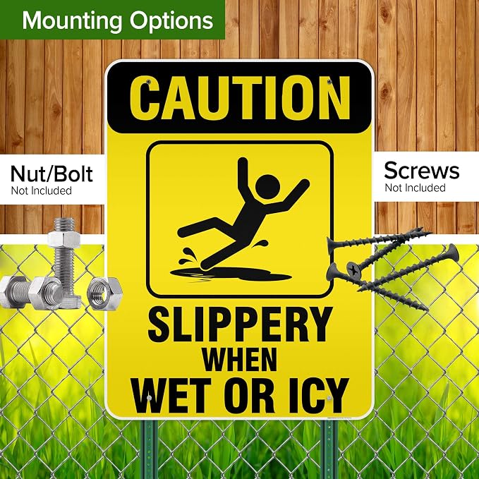 Caution Slippery When Wet Sign or ICY Sign, Indoor/Outdoor Use, USA MADE By My - Image 5
