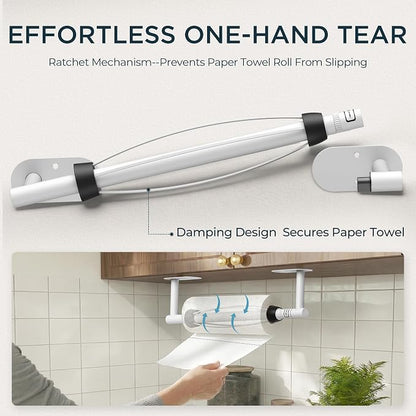 FORIOUS Paper Towel Holder Under Cabinet, One Hand Operable - Image 9
