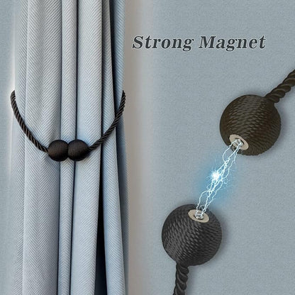 Hion Magnetic Curtain Tiebacks Grey 4 Pack, Curtain Tiebacks Buckles Holdbacks - Image 3