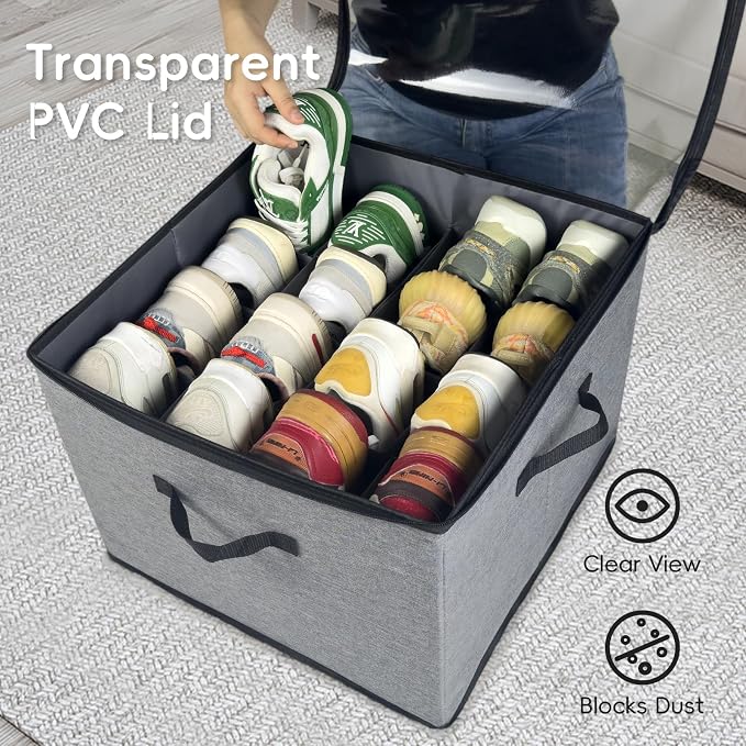 Shoe Organizer for Closet, 3 Pack Shoe Storage Bins - Image 5