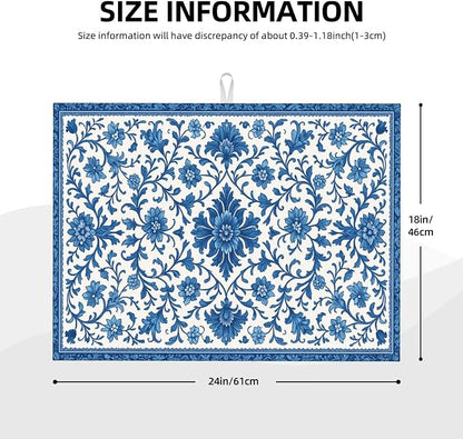 Blue and White Pattern Dish Drying Mats - Image 3