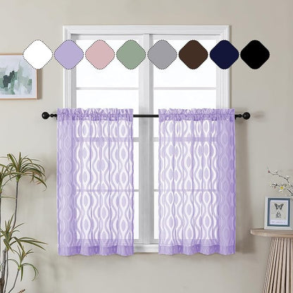 Aiyufeng Lavender Sheer Curtains Tiers 36 Inch Length, Light Filtering Soft by Aiyufeng