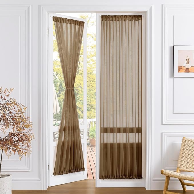 Tollpiz Sheer Door Curtain Closet Linen Textured Curtains Sheer Doorway Light by Tollpiz
