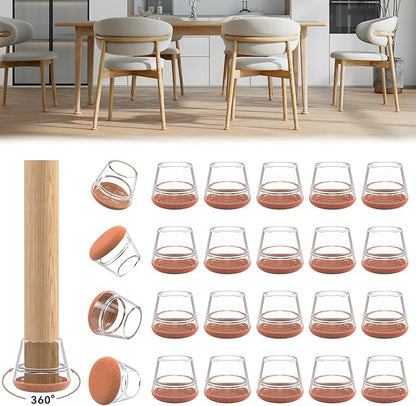 24PCS Upgraded Silicone Chair Leg Floor Protectors by Violibar