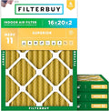 Filterbuy 16x20x2 Air Filter MERV 11 (MPR 1200) Allergen Defense Replacement (4-Pack), Electrostatic Pleated HVAC AC Furnace Filters, Made in USA (Actual Size: 15.50 x 19.50 x 1.75)