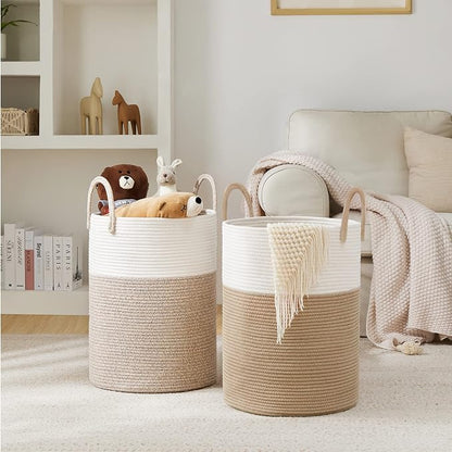 YOUDENOVA Woven Rope Laundry Hamper Basket, 58L Tall Laundry Basket, Baby - Image 6