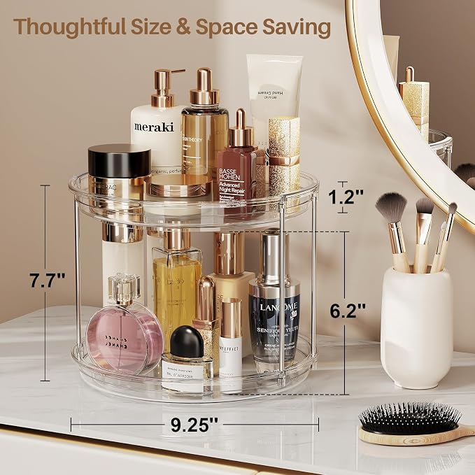 LAMU 2 Pack 2 Tier Lazy Susan Turntable Organizer 9.25'' Rotating Spice Rack - Image 5