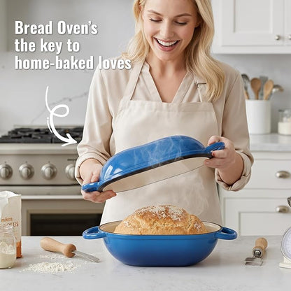 2 QT Oval Dutch Oven for Bread Baking, Enamelled Cast Iron Bread Oven for - Image 2