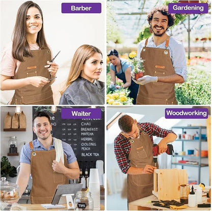 Chef Apron for Men Women with Gift Box Pack, Cross Back Apron with Pockets for - Image 5