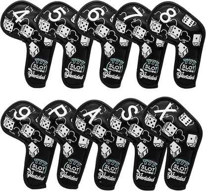 Golf Iron Covers Lucky 777 Golf Iron Headcover 10pcs Synthetic Leather Golf by BAIRBREGOLF