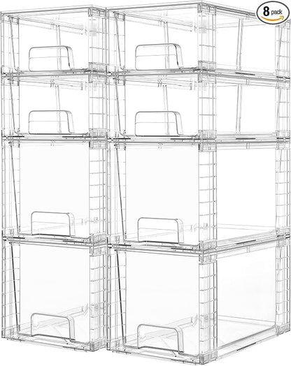 Vtopmart 8 Pack Clear Stackable Storage Drawers, Plastic Drawers by Vtopmart