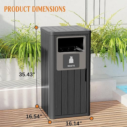 Outdoor Single Barrel Trash Can, Waterproof Resin Garbage Can - Image 7