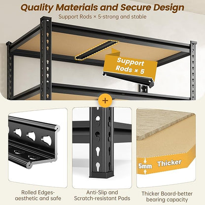 1980LBS Storage Shelves, 5-Tier Adjustable Pantry Shelves, Metal Shelving Unit - Image 6