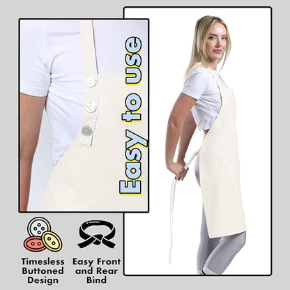 TOSHE Kitchen Apron Waterdrop Resistant Cotton Apron - Image 6