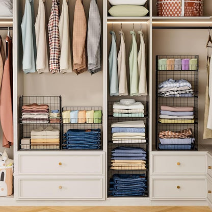 4 Tier Stackable Closet Organizers and Storage Shelves, Foldable Closet Shelf - Image 6