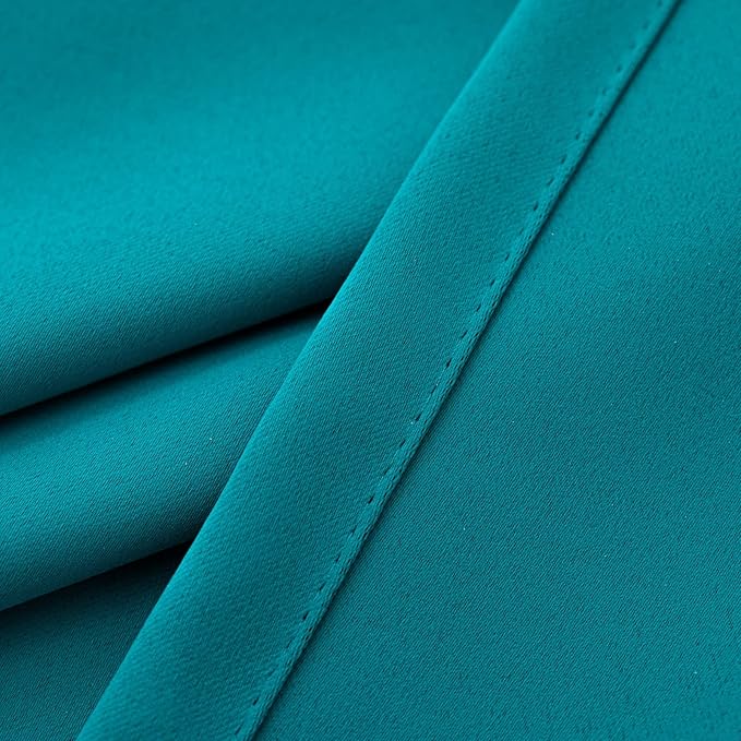 Pickluc Teal Cafe Curtain 30 Inches Length, Rod Pocket Small Kitchen Half Window Curtain, Short Blackout for Small Window, 30" Wide and 30" Long, 2 Panels