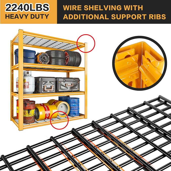 REIBII 40" W Garage Shelving 2240 LBS Storage Shelves Heavy Duty Metal Shelving - Image 8