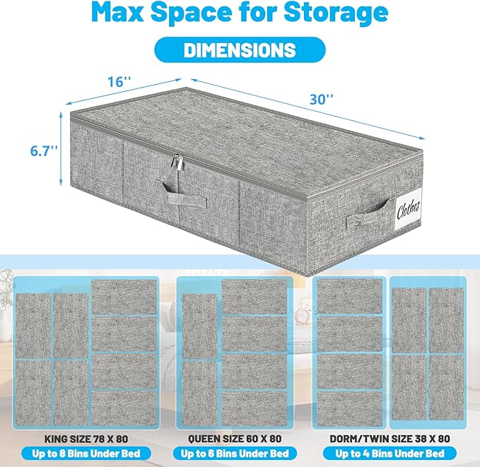 Under Bed Storage Container Bins 2 Pack, Low Profile Foldable Underbed Clothes - Image 7