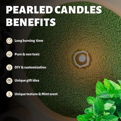 Mint Scented Dark Green Pearled Candle 18oz Luxury Sand Candle Granulated Wax - Image 3