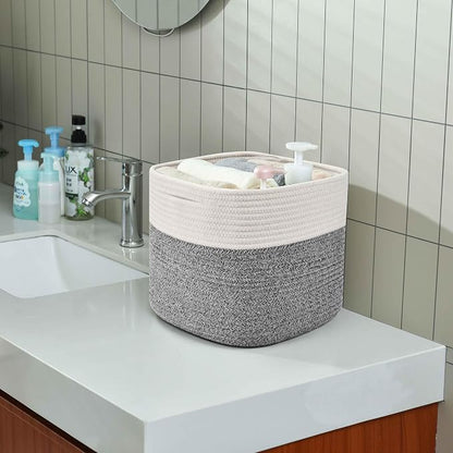 3 Pack Storage Cubes 11 Inch Cotton Rope Woven Baskets - Image 7