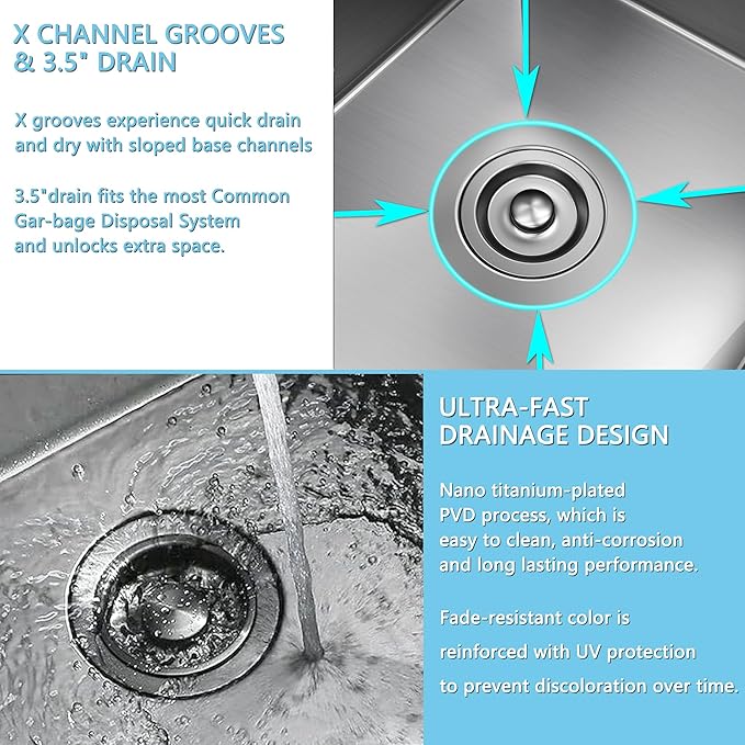 15x15 inch Drop in Bar Sink, 15 inch Small Kitchen Sink Topmount 18 Gauge Single Bowl Stainless Steel Bar Sink with Basket Strainer Drain & Bottom Grid