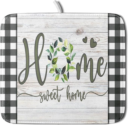 Giwawa Home Sweet Home Dish Drying Mat 16x18 Inch Spring Summer Green Leaf by Giwawa
