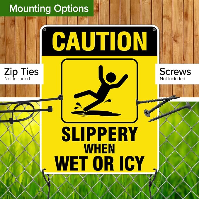 Caution Slippery When Wet Sign or ICY Sign, Indoor/Outdoor Use, USA MADE By My - Image 5