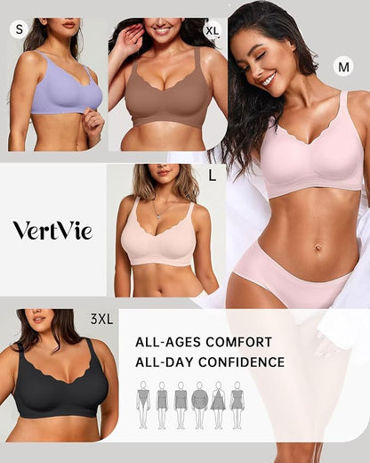 Vertvie Womens Seamless Bras No Underwire Supportive Wireless Push Up Full - Image 6
