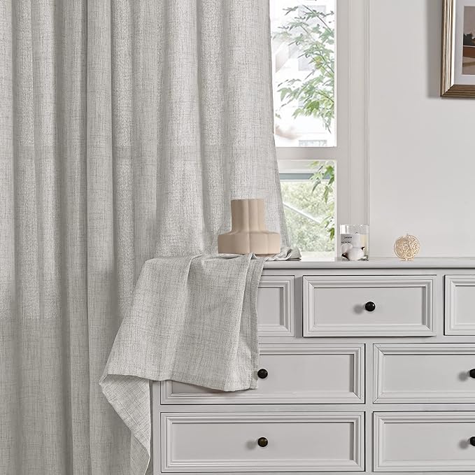 YoungsTex Light Grey Linen Curtains 95 Inches Long - Image 8