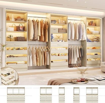 Aheaplus Closet System with 12 Drawers, 8.5-11.5Ft Wood Closet Organizer System - Image 3