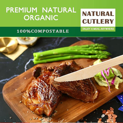 Disposable Wooden Forks -Pack of 100, 6.5" Length-Biodegradable, Natural Wooden - Image 2