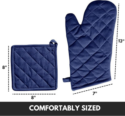 Oven Mitt & Pot Holder 100% Cotton Set of Heat Resistant Oven Gloves & Hot Pads - Image 2