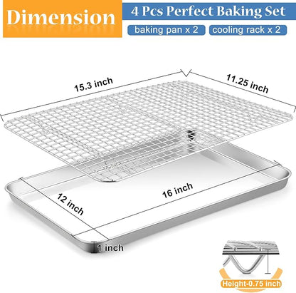 TeamFar Cookies Sheet with Rack, Non-Toxic & Heavy Duty, Dishwasher Safe - Image 2
